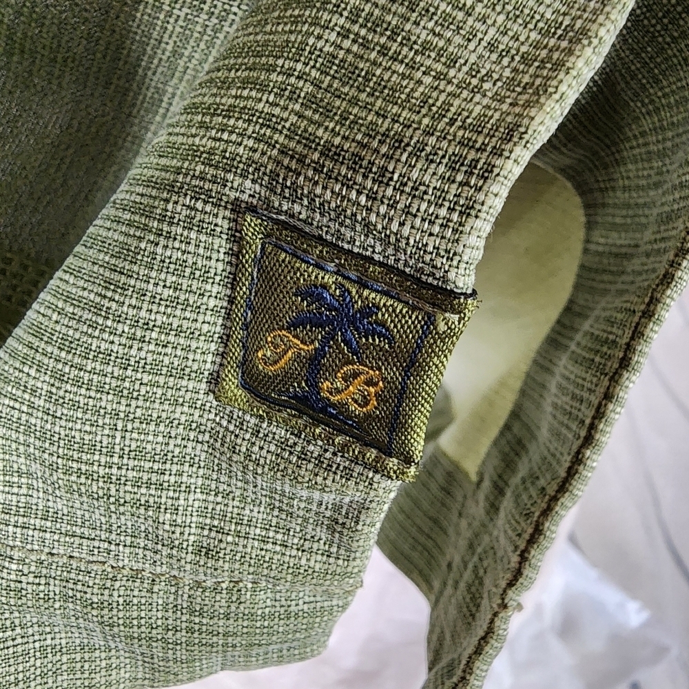 Tommy Bahama Silk Hawaiian Shirt Hibiscus Flower Damask  Avocado Green XLX - Picture 9 of 16